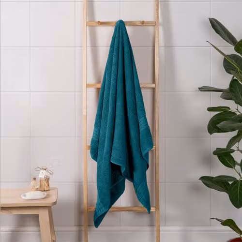OHS 2 Pack of Fluffy 100% Cotton Petrol Blue Bath Sheets – 5