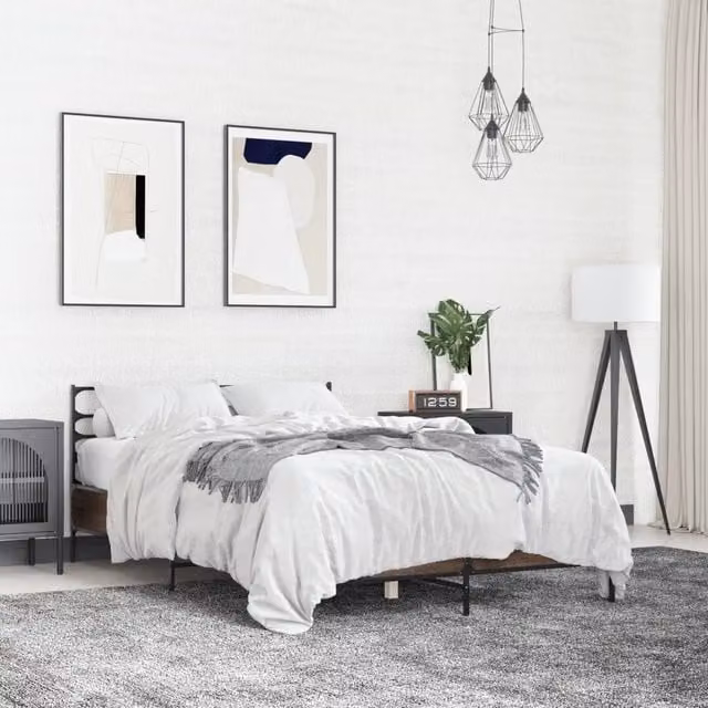 Berkfield Home Small Double Bed Frame in Brown Oak, W: 120 cm, D: 200 cm