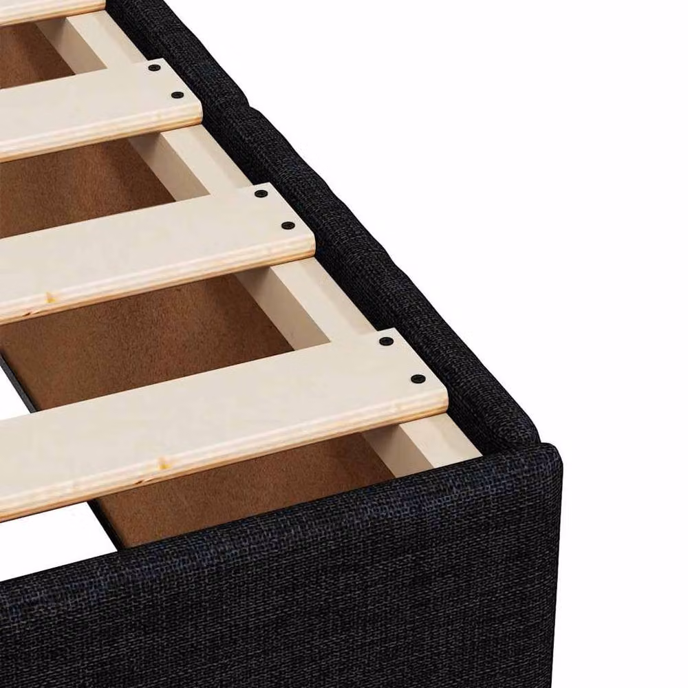 Berkfield Home Super King Upholstered Fabric Bed Frame in Black, W/D/H: 200 x 180 x 46 cm – 4