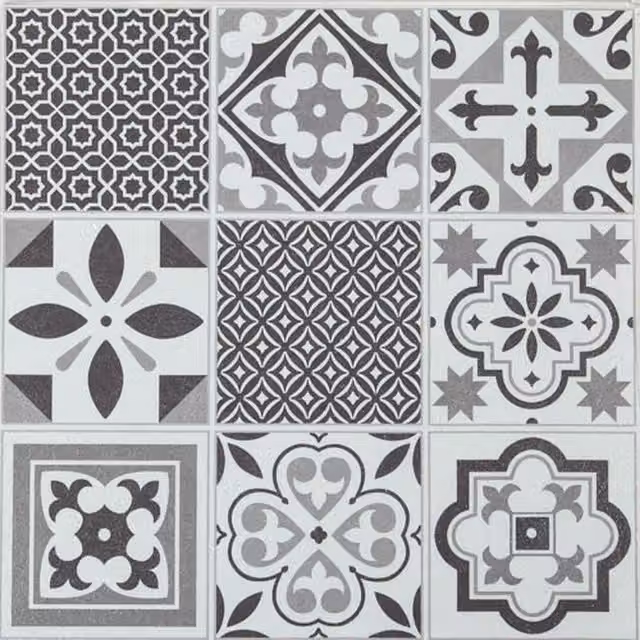 d-c-fix Oriental Tile Look Self-Adhesive Vinyl Floor Tiles, Grey, 1sqm