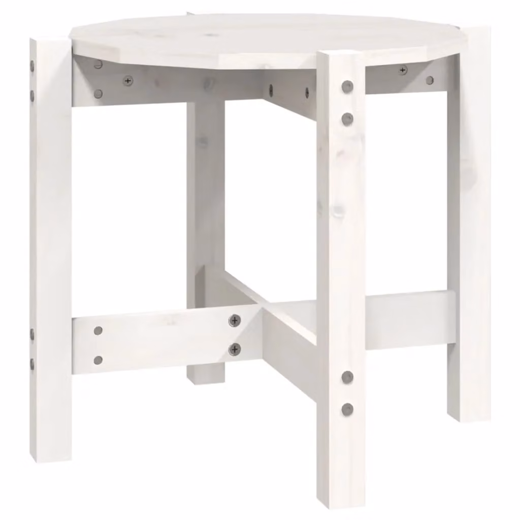 Berkfield Home White Round Solid Wood Pine Coffee Table W/D/H: 52.5 x 52.5 x 45 cm – 2