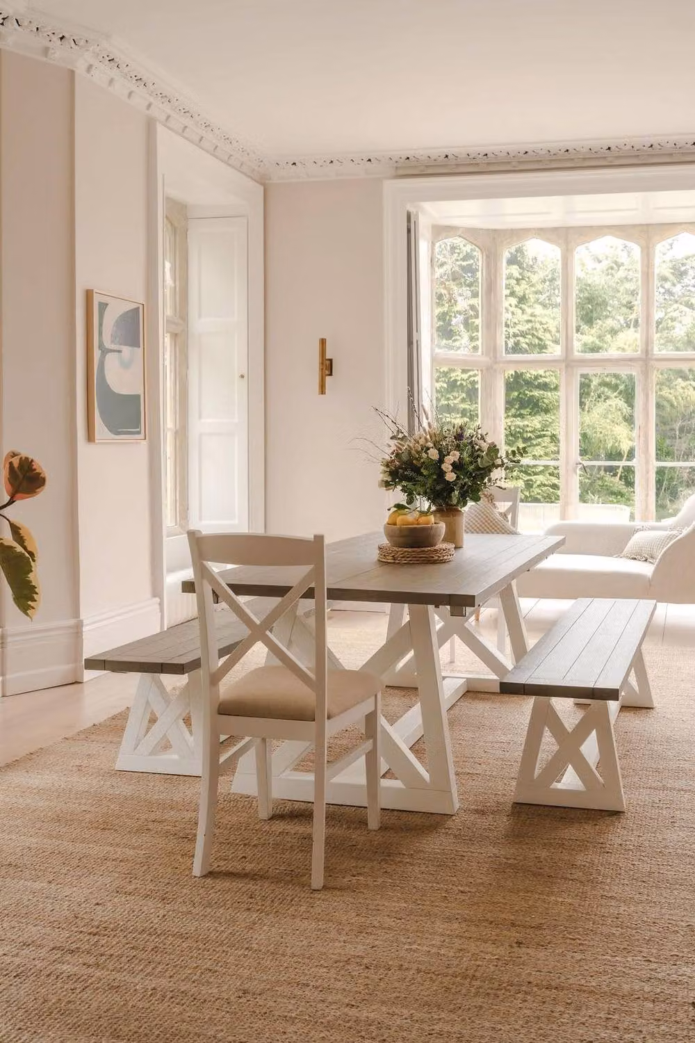 Statement Furniture Oxford Wooden Dining Bench in White, W/D/H: 140 x 45 x 45 cm – 2