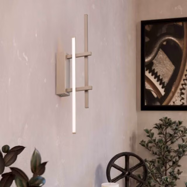 Eglo Trepiliano Modern LED Linear Wall Light, Sand/White, W/D/H: 45.5 x 15.5 x 12.0 cm