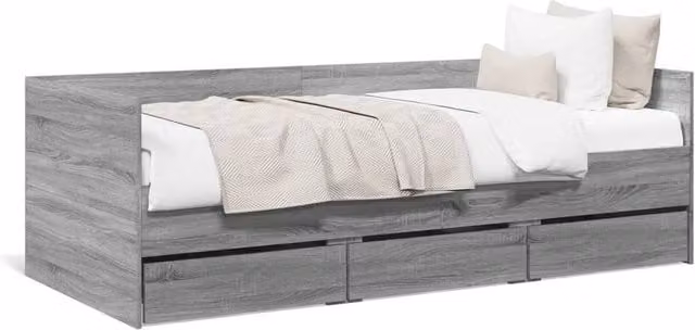 Berkfield Home Daybed with Drawers in Grey Sonoma, W/D/H: 100 x 200 cm