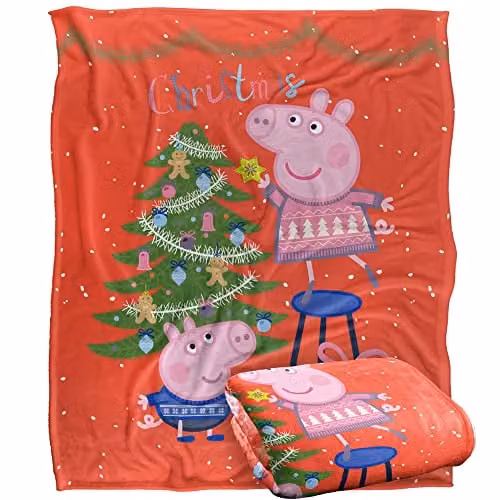 Hasbro Peppa Pig Christmas Fun Super Soft Fleece Blanket, White, W/D/H: 152 x 127 cm