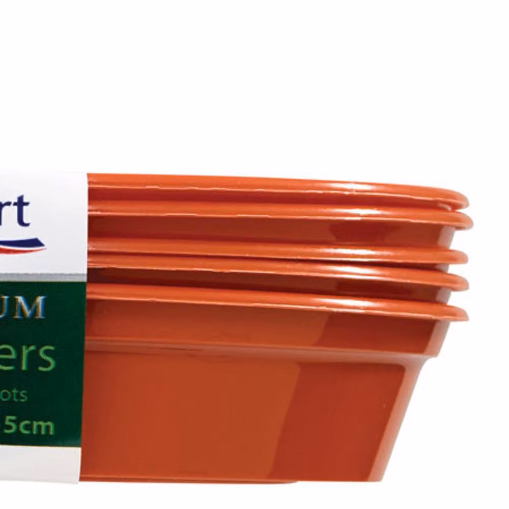 Stewart Premium Plastic Flower Pot Saucers, Pack of 5, Terracotta – 2