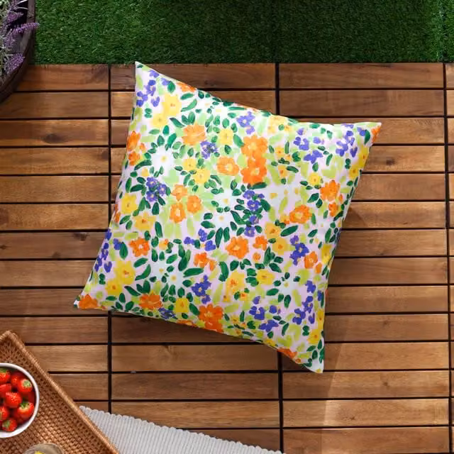 Riva Home Nature Confetti Floral Printed Square Outdoor Cushion, Multicolour, W/D/H: 45 x 45 x 45 cm – 1