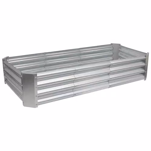 Harbour Housewares Raised Garden Bed in Silver, Galvanised Steel Rectangular Bottomless Planter, W: 180 cm, D: 90 cm, H: 30 cm