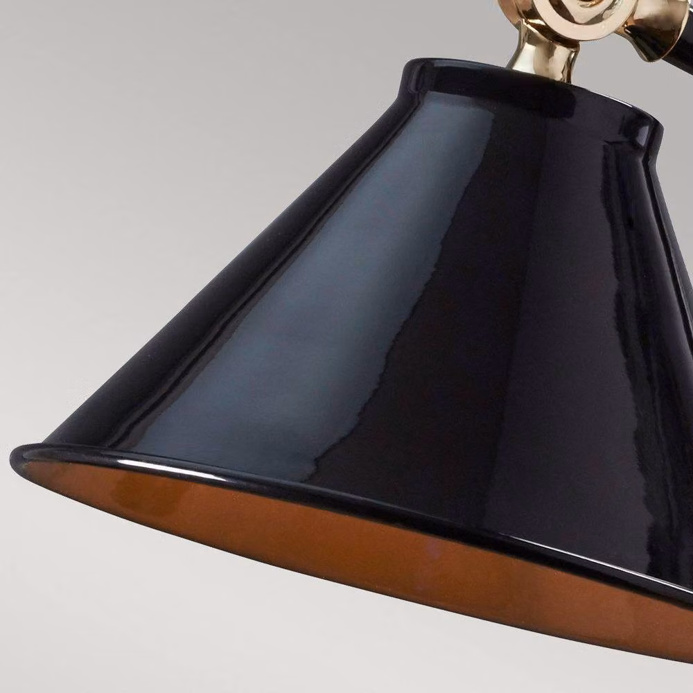 Netlighting Provence Element Mid-Century Table Lamp in Black and Yellow with Polished Brass Metal Finish, E27 – 2