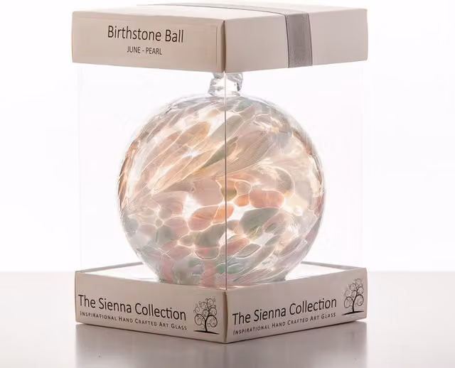 Sienna Glass Pearl Birthstone Ball Hanging Bauble in Purple and Multicolour