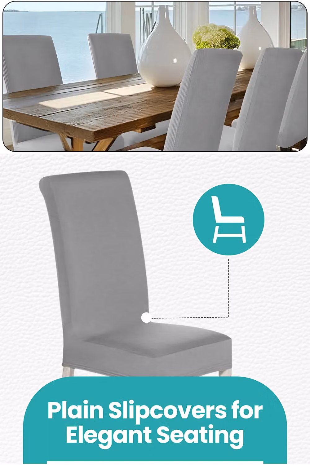 Neel Blue Silver High-Back Armless Dining Chair Protective Slipcover in Stretch Spandex – 2