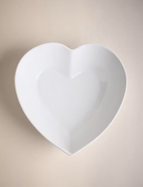 M&S Maxim Large Heart Porcelain Serving Bowl in White