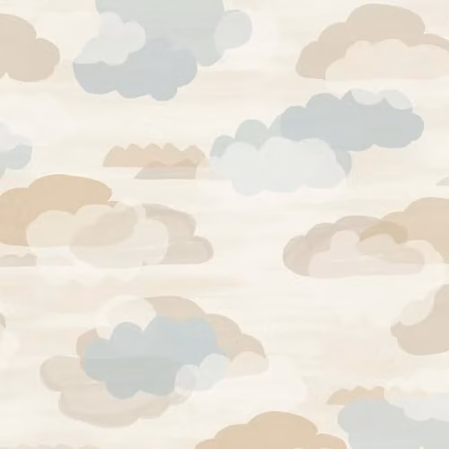 Grandeco Figari Fluffy Clouds Nursery Textured Wallpaper, Beige