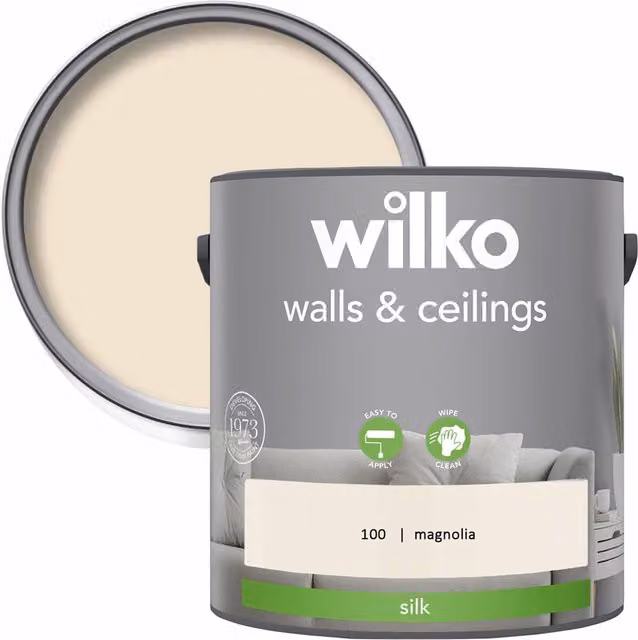wilko Walls and Ceilings Silk Emulsion Paint, Beige, 2.5 l