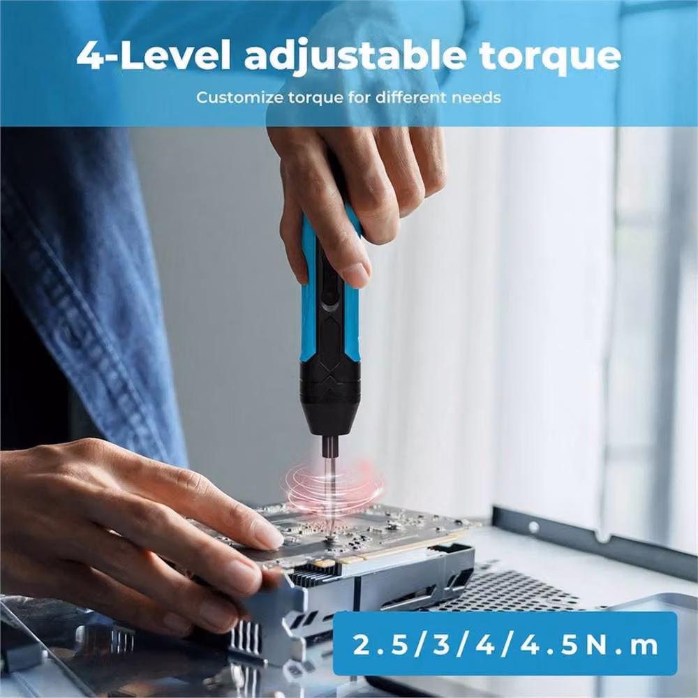 Nordara 4V Cordless Electric Screwdriver Set with Fast-Charging Rechargeable Battery, Black, Width: 520 cm – 6