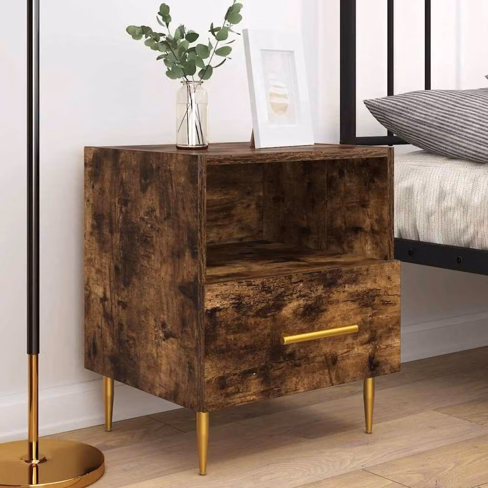 Berkfield Home Set of 2 Smoked Oak Bedside Cabinets, Brown, W: 40 cm, D: 35 cm, H: 47.5 cm – 3