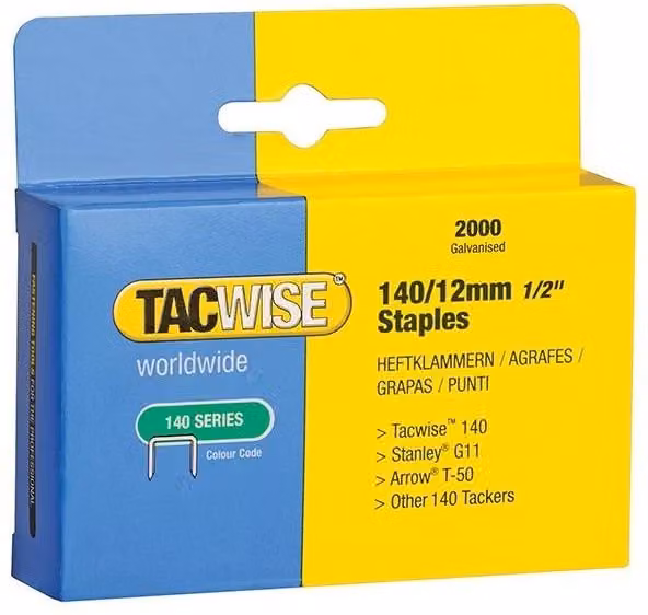 Tacwise 140 Series Galvanised Silver Flat Wire Staples – 1