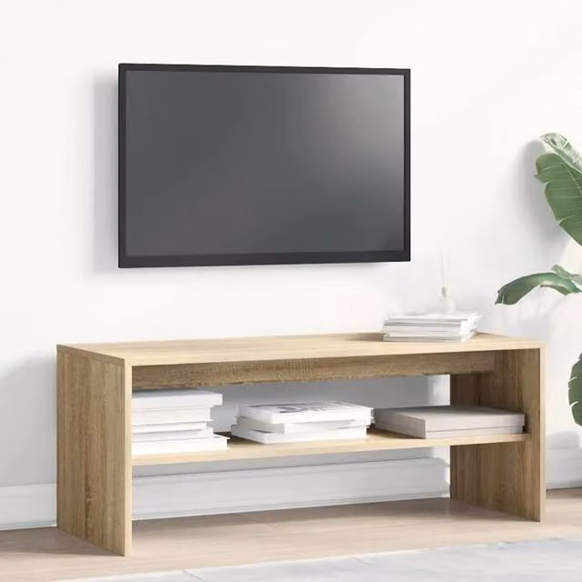 Berkfield Home TV Cabinet in Sonoma Oak and Beige, W/D/H: 100 x 40 x 40 cm