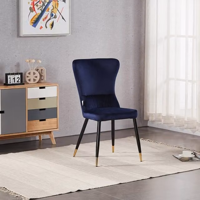 Life Interiors New York LUX Velvet Dining Chairs, Set of 2, Blue