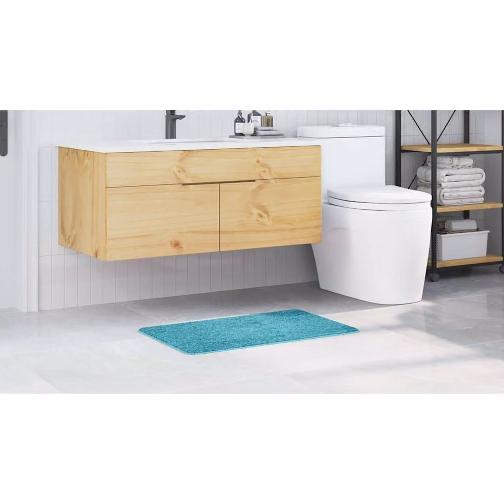 Berkfield Home Rectangular Non-Slip Bath Mat in Turquoise, W: 50 cm, L: 80 cm – 2