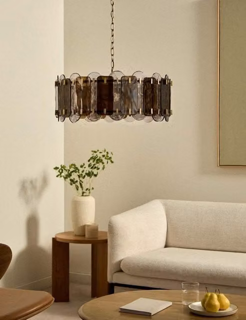 M&S Modern Multicolour Glass and Brass Suspended Pendant Light