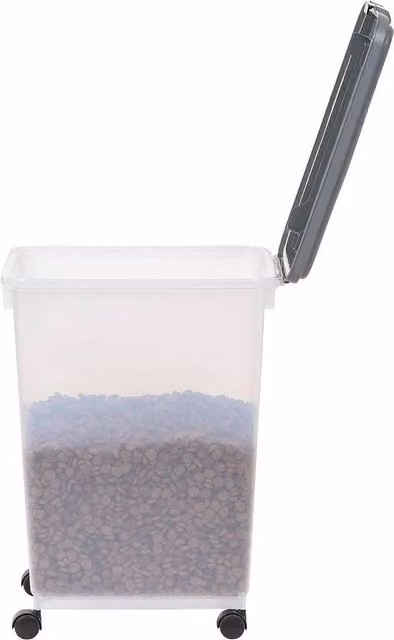 SPETLEK 35L Airtight Pet Food Storage Container with Scoop and Wheels in Clear