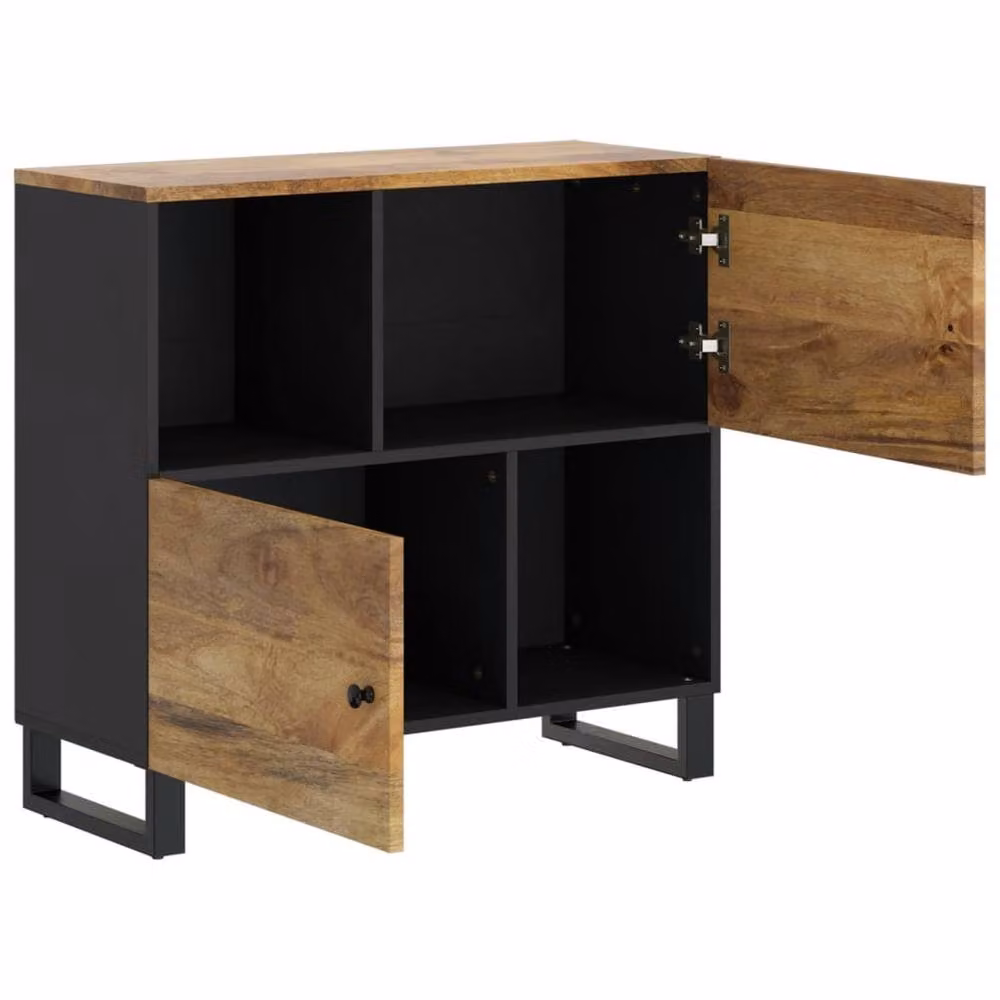 Berkfield Home Solid Mango Wood Sideboard with 2 Doors in Brown, W/D/H: 80 x 33 x 75 cm – 4