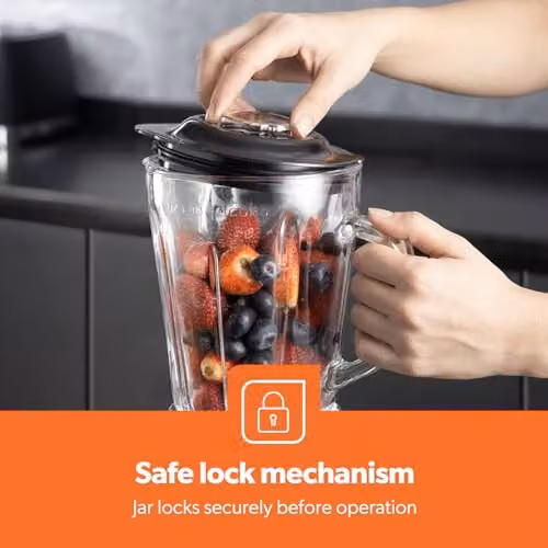 Geepas Retrovive 2-in-1 Food Jug Blender and Coffee Grinder Mill, 800W, 1.5L Glass Jar, Black – 7