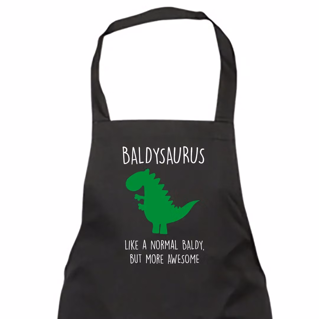 60 Second Makeover Baldysaurus Men's Apron in Black – 2