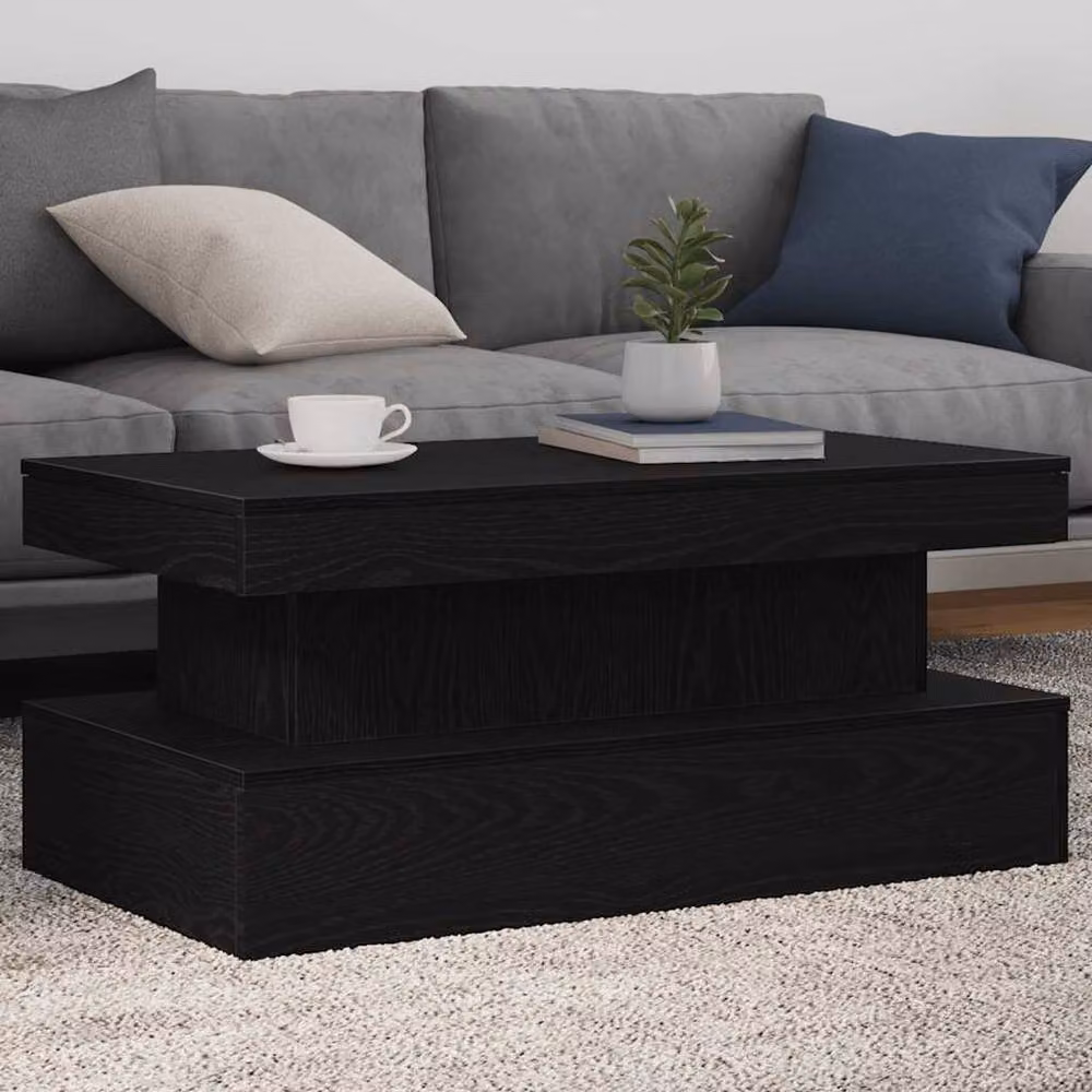 Berkfield Home Modern Rectangular Coffee Table with LED Lights, Black Oak, W: 90 cm, D: 50 cm, H: 40 cm – 2