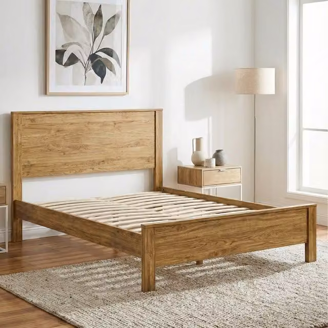 RelaxByAmani Rustic Solid Pine Bed Frame with Drawers, Brown, 140 x 200 cm