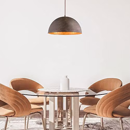 Globo Lighting Xirena Dome Pendant Ceiling Light in Rust and Gold/Brass, W/D/H: 41 x 41 x 41 cm – 6