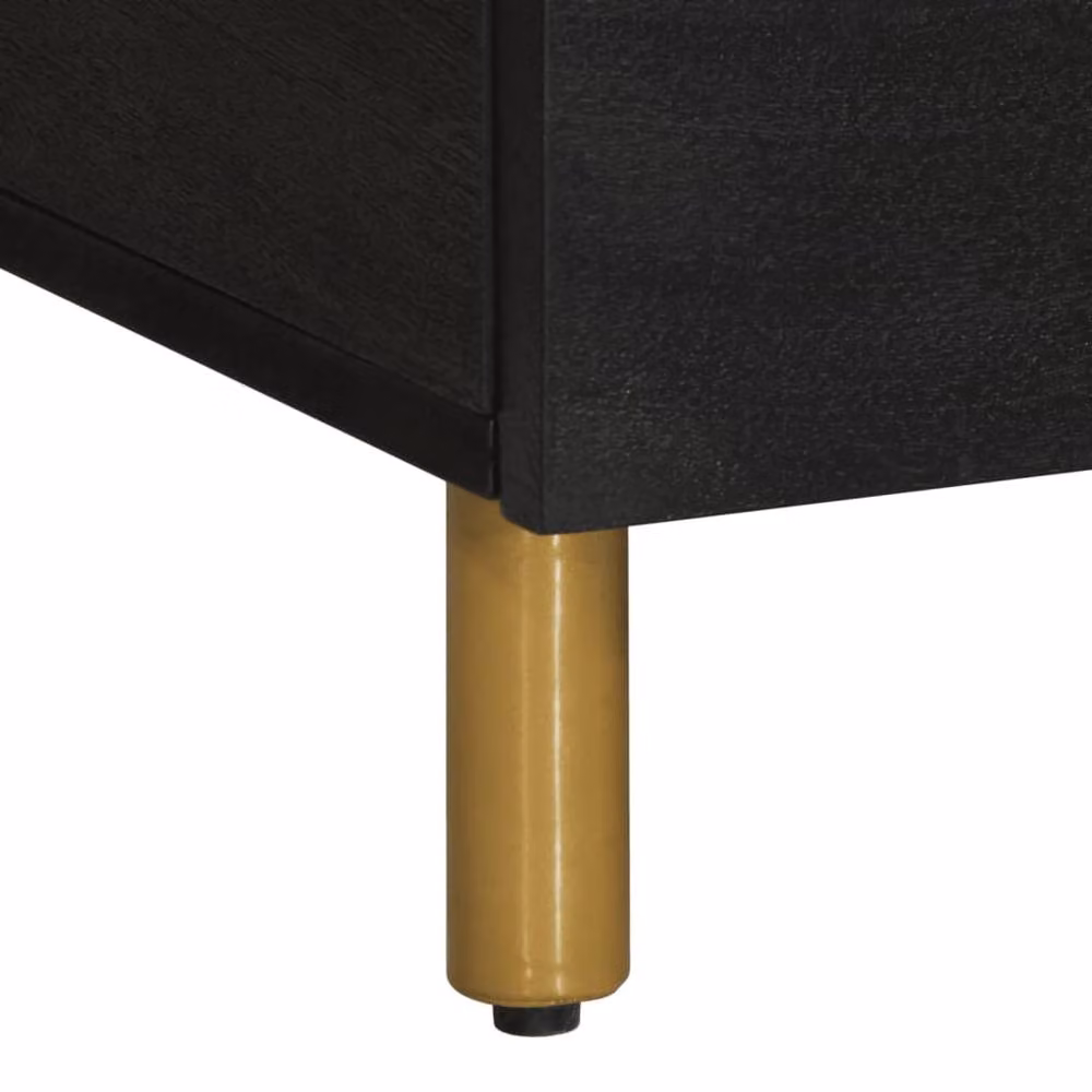 Berkfield Home Modern Black Rectangular Coffee Table with Mango Wood Top, W/D/H: 80 x 50 x 40 cm – 4
