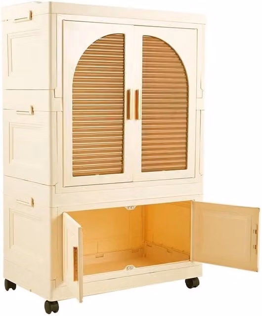 Kelvenix Large Folding Kids Wardrobe in Beige, W/D/H: 65 x 37 x 100 cm – 1