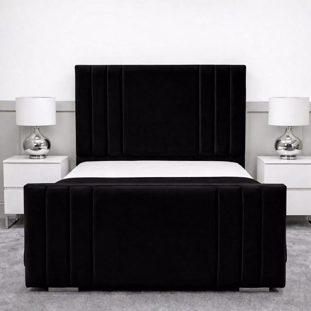 Living Comfort Bedz Canberra Single Upholstered Velvet Gas Lift Storage Bed in Black – 2