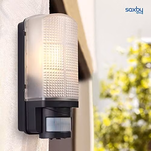 Netlighting Modern Black Outdoor PIR Motion Sensor Wall Light IP44 E27 – 6