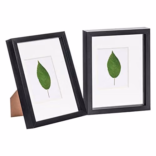 Nicola Spring 2 Piece Black 3D Shadow Box Photo Frame Set with 4 x 6 inch Mount and Glass Aperture