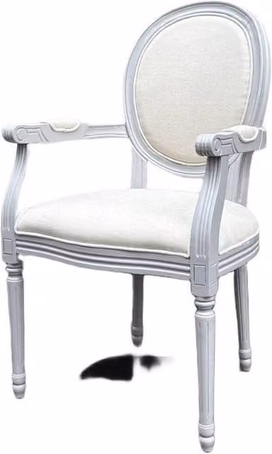 Minster Louis Dining Chair in Grey Linen Fabric, W: 45 cm, D: 52 cm, H: 94 cm – 1
