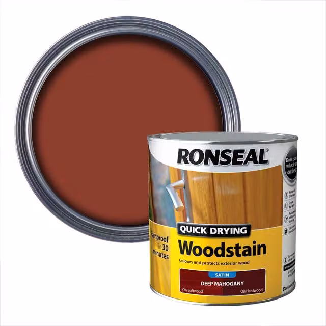 Ronseal Quick Drying Woodstain Satin Deep Mahogany, 2.5 l, Brown