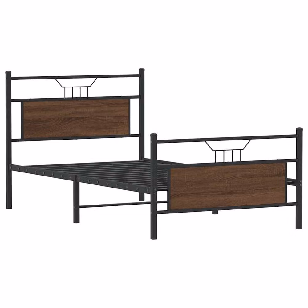 Berkfield Home Brown Oak Bed Frame in Engineered Wood, W/D/H: 100 x 200 cm – 2