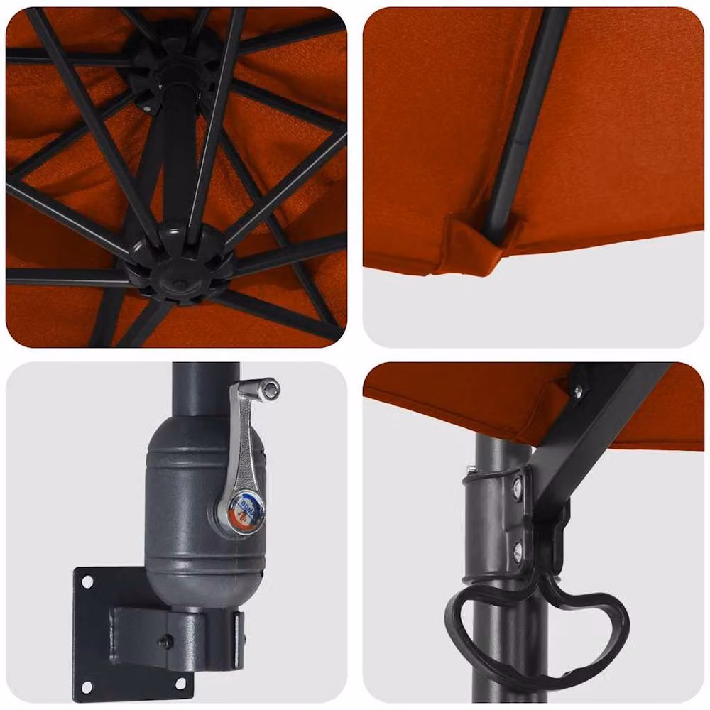 Berkfield Home Large Patio Umbrella in Terracotta with Aluminium Frame and Polyester Canopy – 3