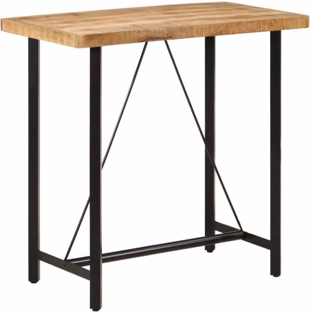 Berkfield Home Industrial Mango Wood and Iron Bar Table in Brown, W/D/H: 110 x 55 x 107 cm