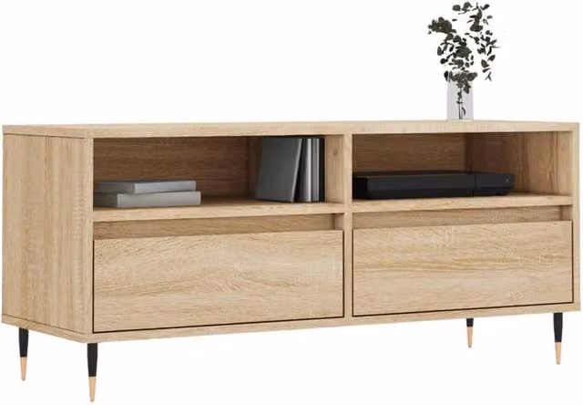Berkfield Home TV Cabinet in Sonoma Oak Brown, W: 100 cm, D: 34.5 cm, H: 44.5 cm