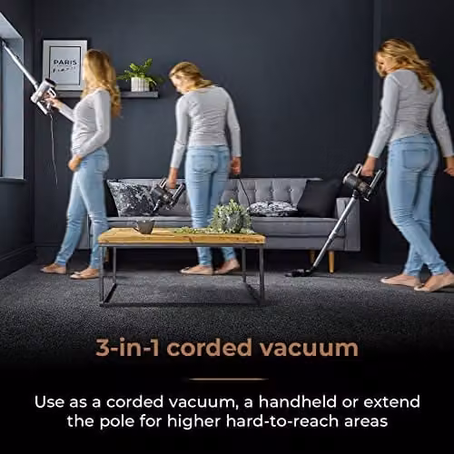 Tower Pro Corded 3-in-1 Bagless Vacuum Cleaner with HEPA H13 Filter, Black and Gold – 2