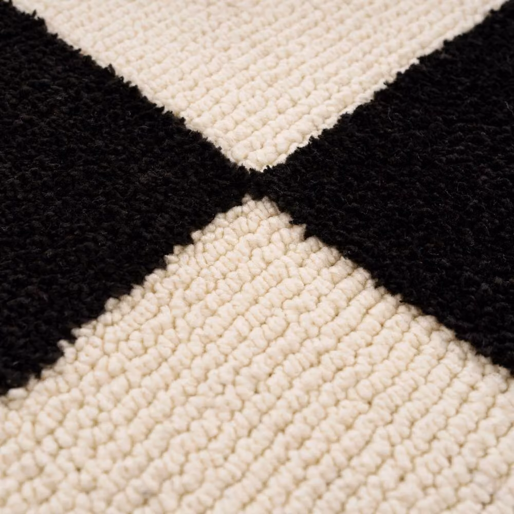 Kukoon Black and White Checkerboard Wool Area Rug, W: 200 cm, D: 290 cm – 8