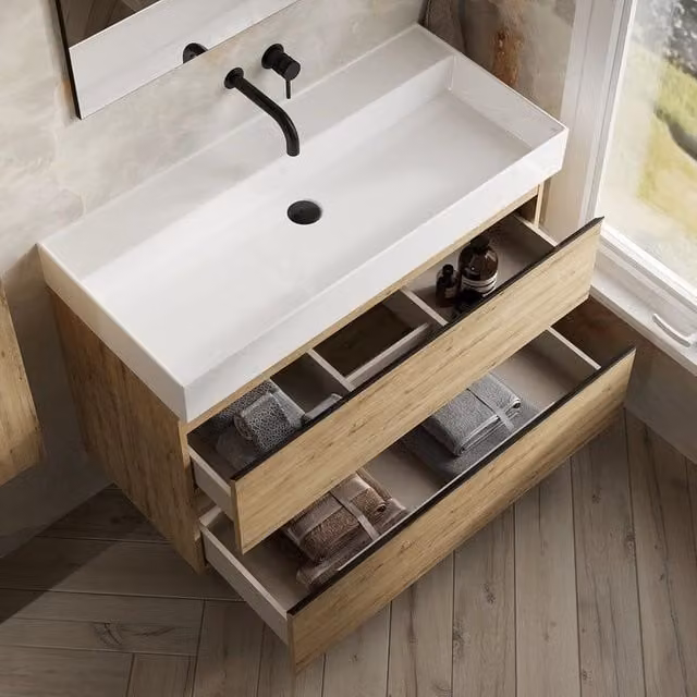 Banyetti Vatilla 1000mm Wall Hung Vanity with Veneto 0 Tap Hole in Light Oak – 1