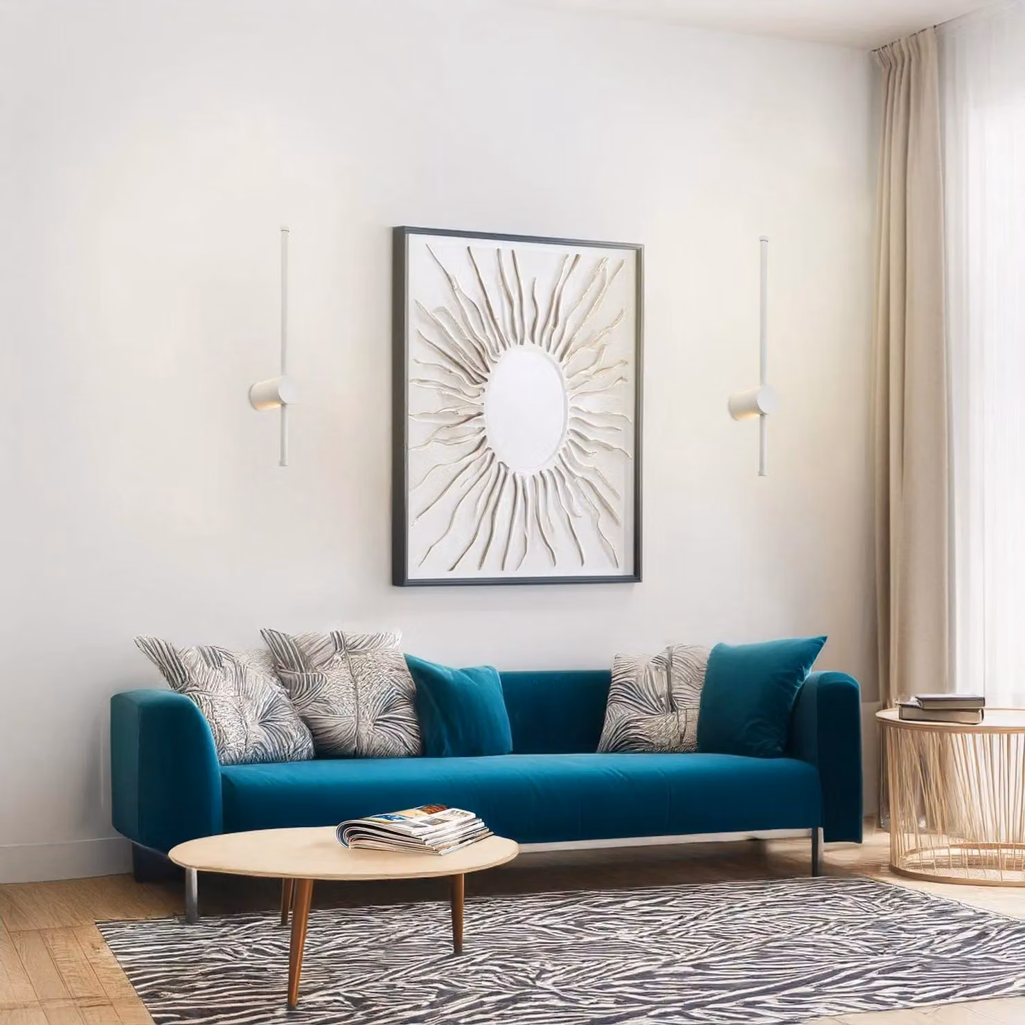 Happy Homewares Modern White Metal LED Wall Light Fitting with Warm White Ambient Glow – 3