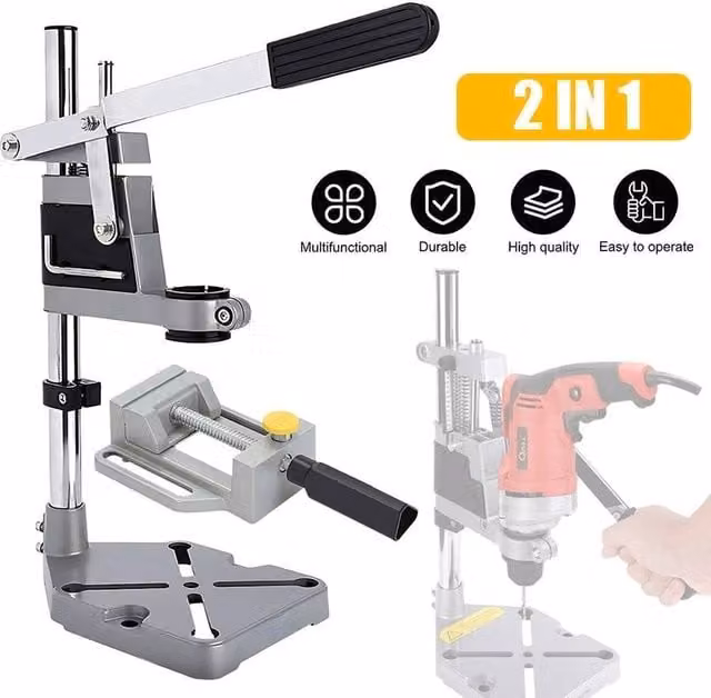FLAVORA 2-in-1 Drill Stand and Vice Set in Grey