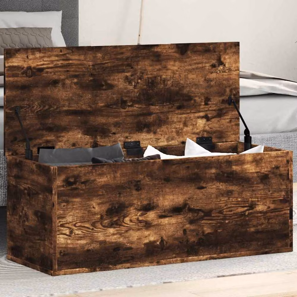 Berkfield Home Smoked Oak Storage Box in Brown, W/D/H: 90 x 35 x 35 cm – 2