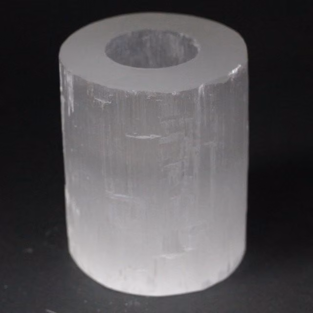 KDMK White Selenite Stone Candle Holder for Pillar or Tealight Candles